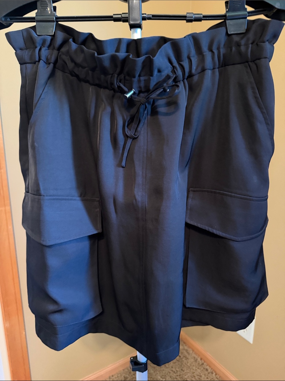 Express Black Cargo Drawstring Women's Skirt